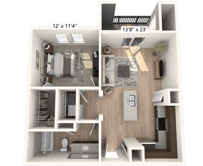 1 Bed • 1 Bath 7305 floor plan