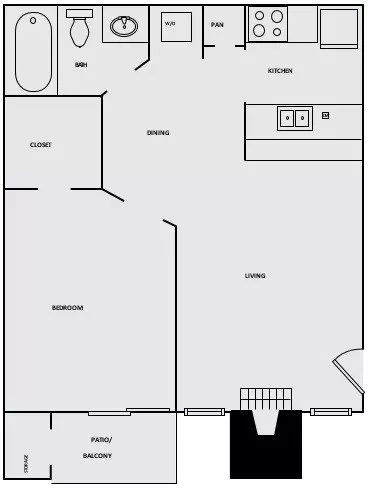 1 Bed • 1 Bath 227C floor plan