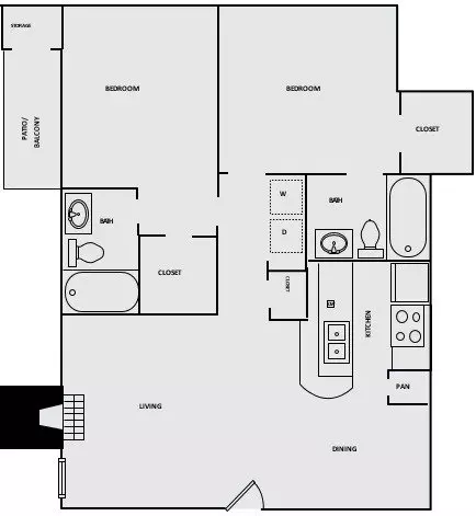 2 Beds • 2 Bath 147G floor plan