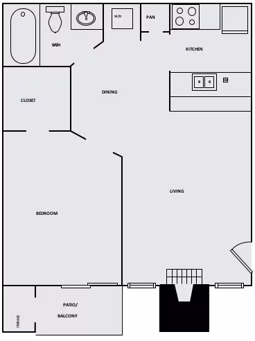 1 Bed • 1 Bath 354G floor plan