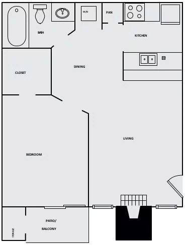 1 Bed • 1 Bath 354G floor plan