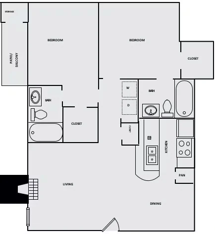 2 Beds • 2 Bath 275G floor plan