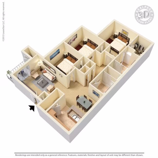 3 Beds • 2 Bath 307 floor plan