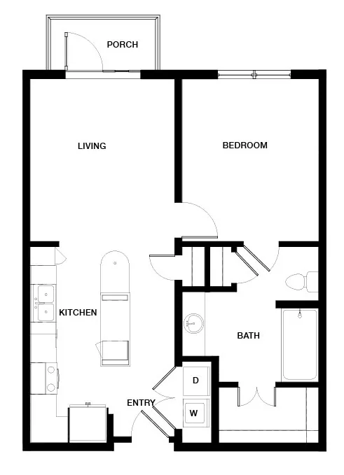 1 Bed • 1 Bath 477 floor plan