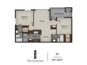 2 Beds • 2 Bath 2-103 floor plan