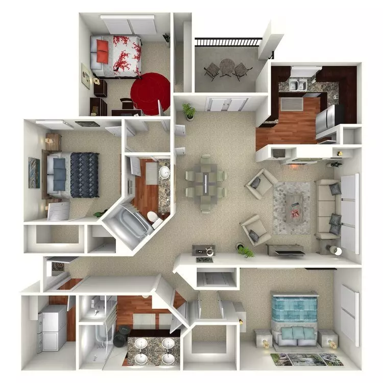 3 Beds • 2 Bath 1335 floor plan