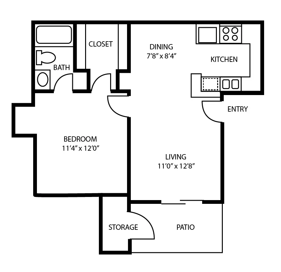 1 Bed • 1 Bath 2094 floor plan