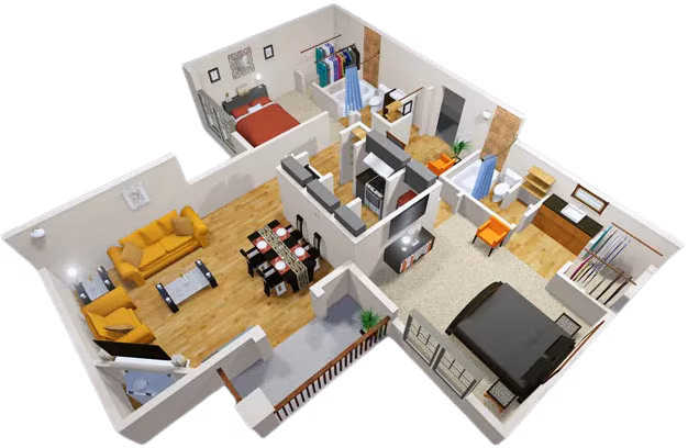 2 Beds • 2 Bath 2004 floor plan