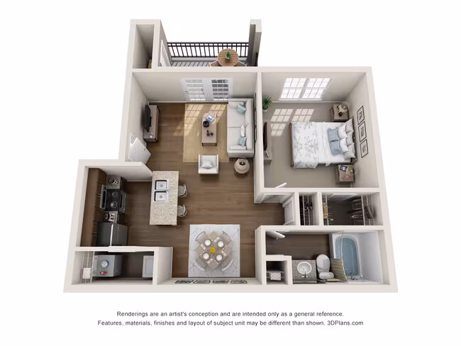 1 Bed • 1 Bath 0722 floor plan