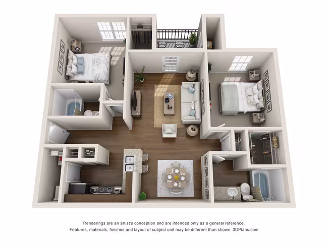 2 Beds • 2 Bath 0923 floor plan