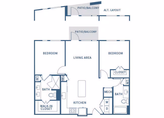 2 Beds • 2 Bath 1089 floor plan