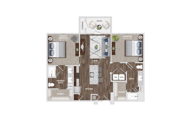 2 Beds • 2 Bath 1239 floor plan