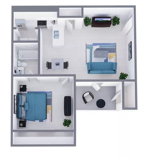 1 Bed • 1 Bath 1016 floor plan