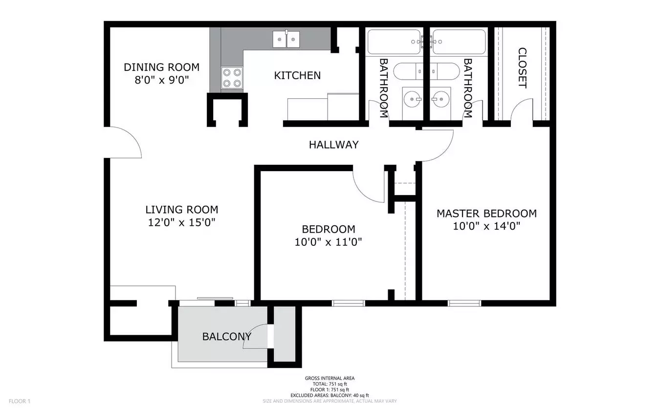 2 Beds • 2 Bath 68 floor plan