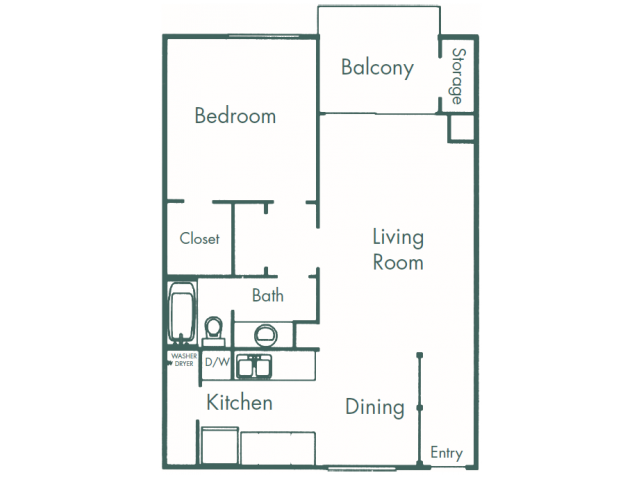 1 Bed • 1 Bath 09203 floor plan