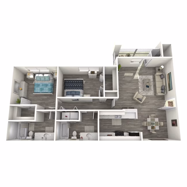 2 Beds • 2 Bath 04204 floor plan