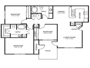 3 Beds • 2 Bath 0721 floor plan