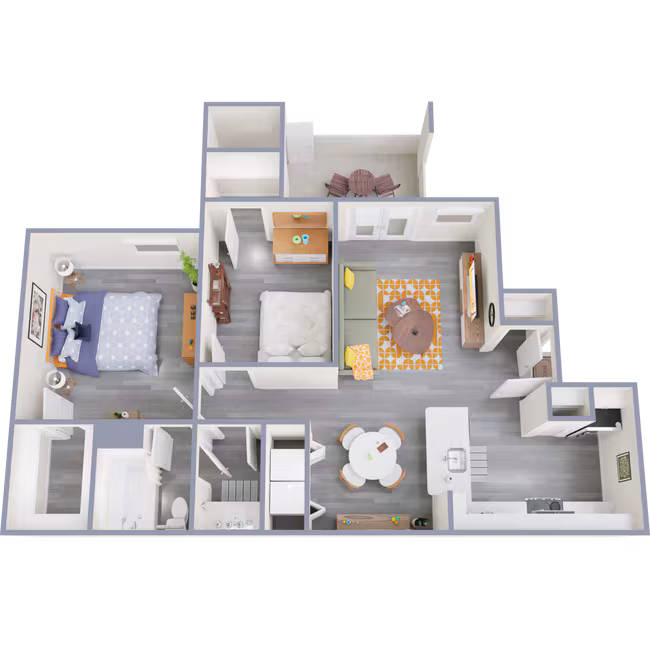 2 Beds • 2 Bath 1005 floor plan
