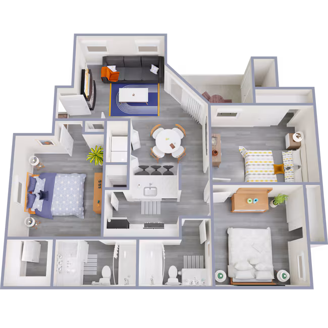 3 Beds • 2 Bath 0504 floor plan