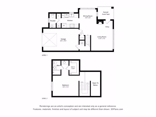2 Beds • 1 Bath 0302 floor plan