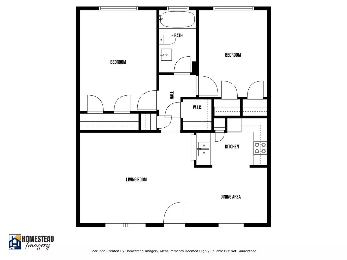 2 Beds • 1 Bath floor plan