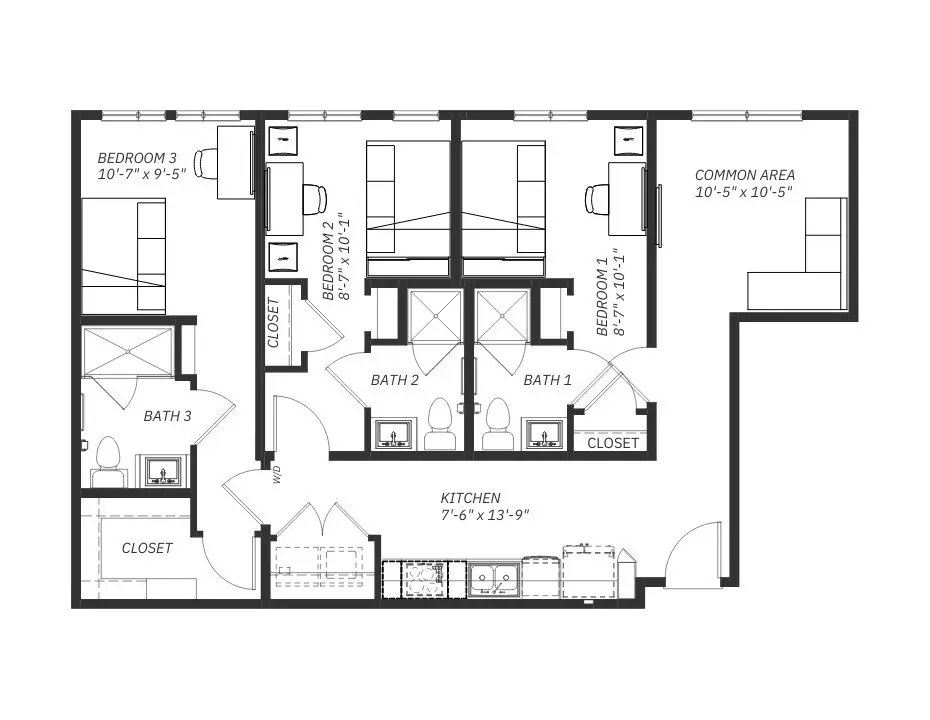 3x3A 1-225-1 floor plan