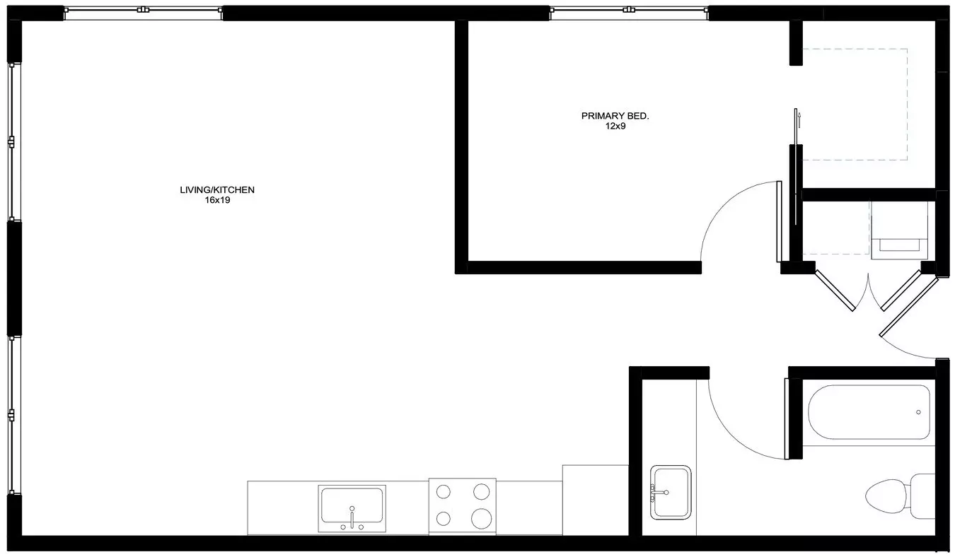 1 Bedroom 1 Bathroom 102 floor plan