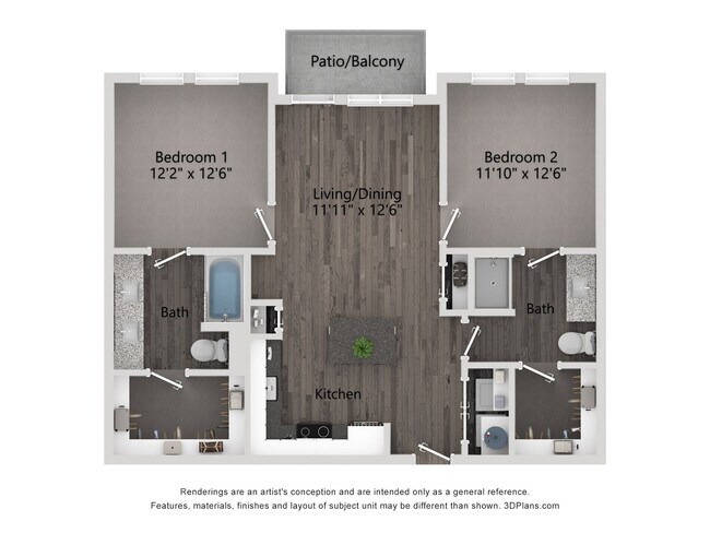 2 Beds • 2 Bath 2312 floor plan