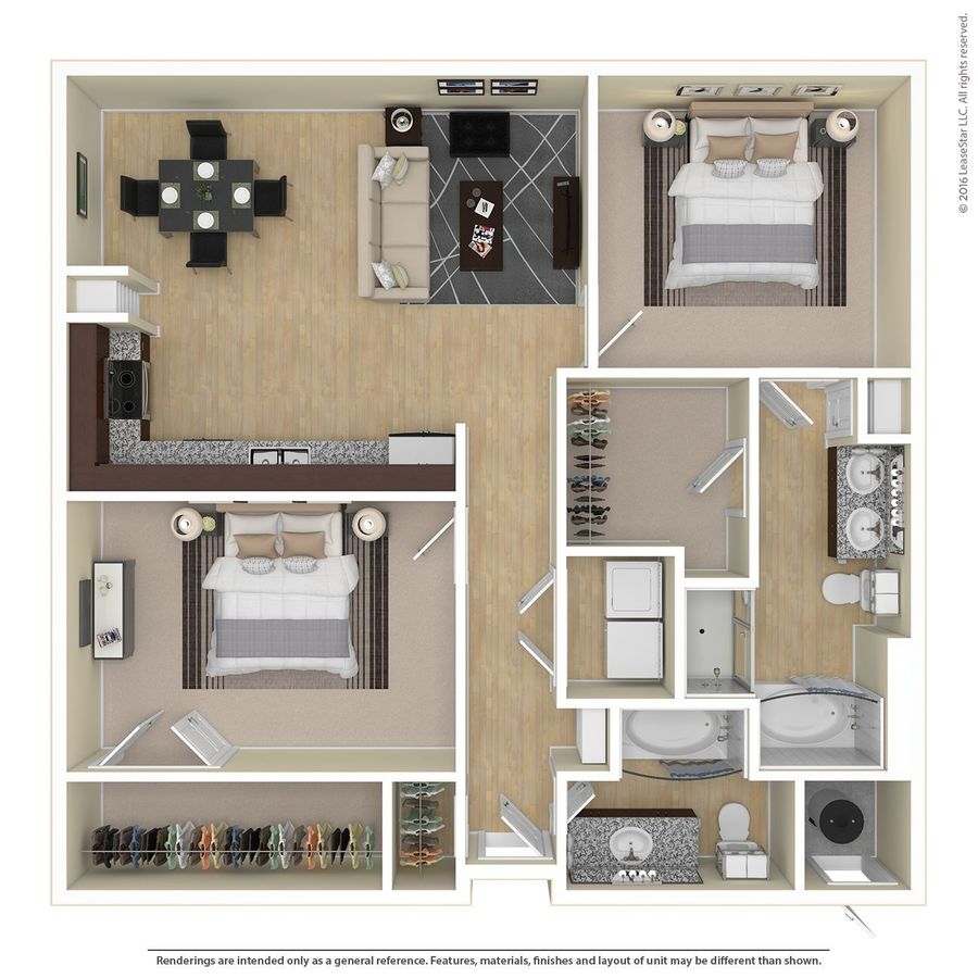 1 Bed • 1 Bath J3 floor plan