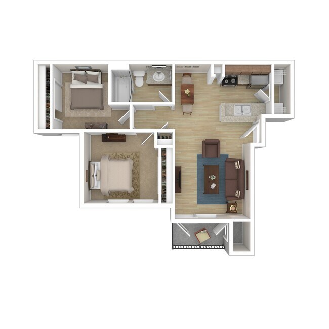 2 Beds • 2 Bath 0737 floor plan