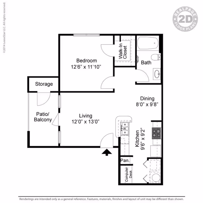 1 Bed • 1 Bath 336 floor plan