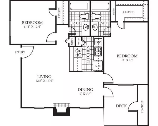 2 Beds • 2 Bath 1113 floor plan