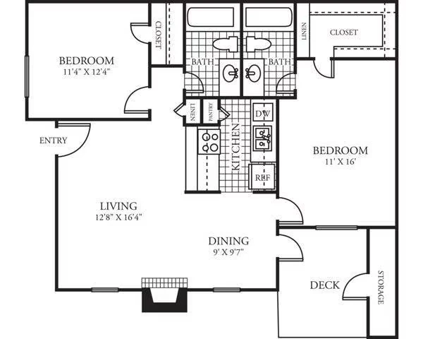 2 Beds • 2 Bath 814 floor plan