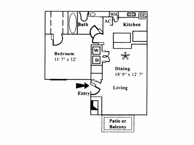 1 Bed • 1 Bath 9207 floor plan