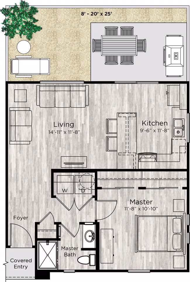 1 Bed • 1 Bath 5545WDAC floor plan