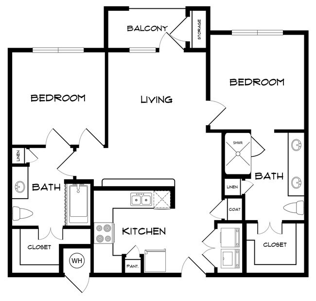 2 Beds • 2 Bath 4201 floor plan