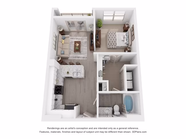 1 Bed • 1 Bath 2-445 floor plan