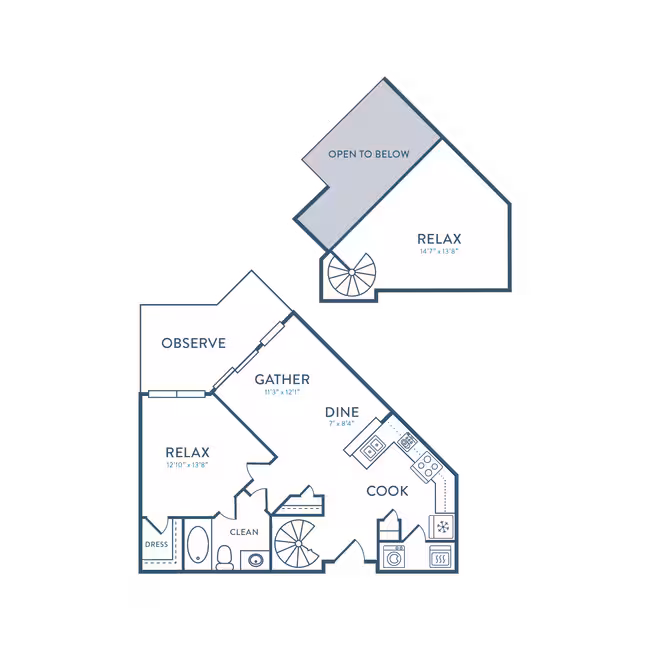 2 Beds • 2 Bath 372 floor plan