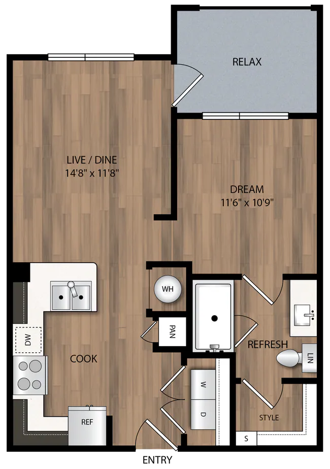 Studio • 1 Bath 113 floor plan
