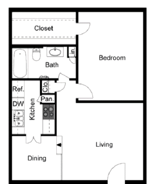 Studio • 1 Bath - floor plan