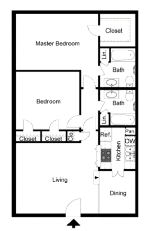 B-1 2/2 M108 floor plan