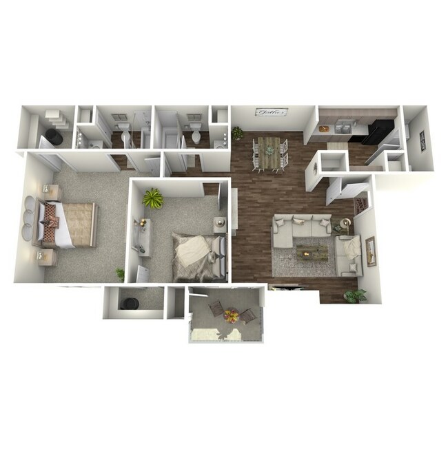 2 Beds • 2 Bath 1022 floor plan
