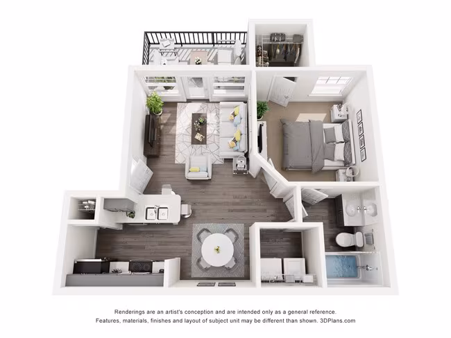 1 Bed • 1 Bath 0406 floor plan
