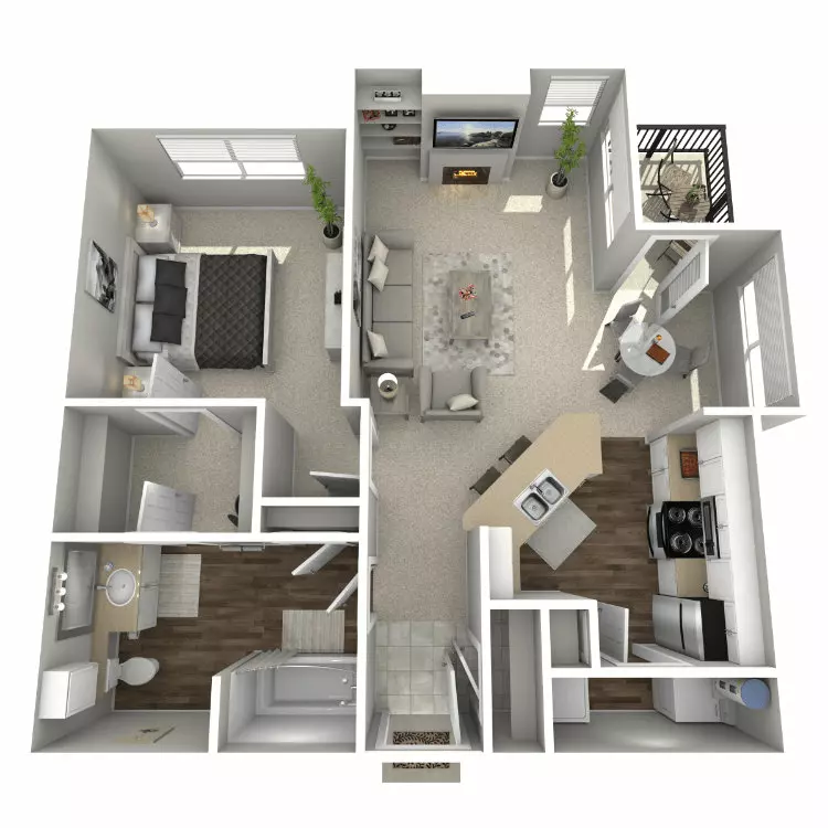 1 Bed, 1 Bath A 1-116 floor plan