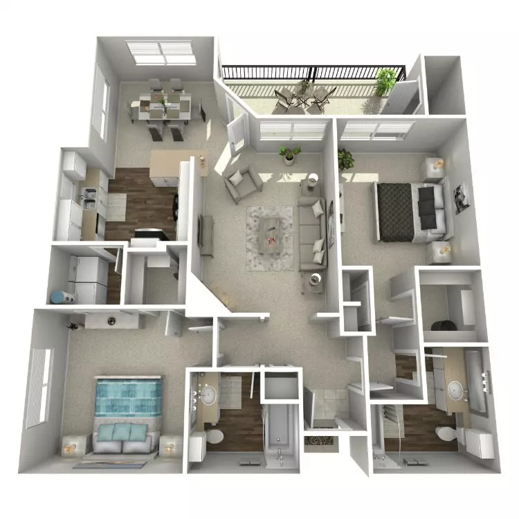 2 Bed, 2 Bath B 8-828 floor plan