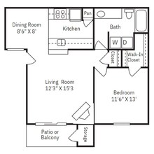 1 Bed • 1 Bath 2215 floor plan