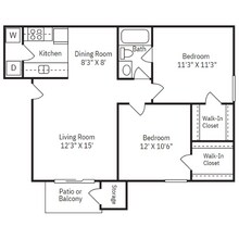 2 Beds • 2 Bath 0904 floor plan
