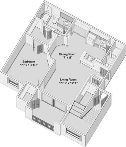 1 Bed • 1 Bath 1724 floor plan