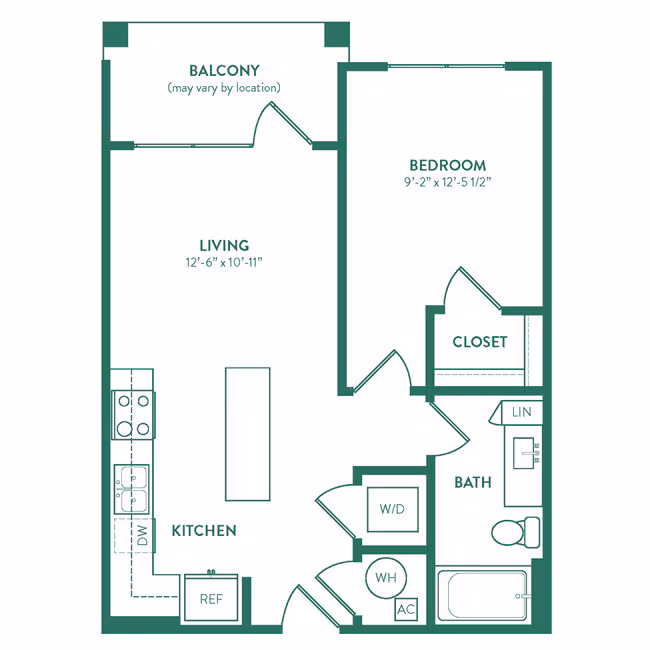 1 Bed • 1 Bath WAITA1 floor plan