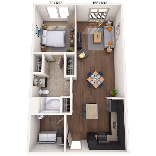 1 Bed • 1 Bath 013066 floor plan